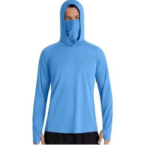 Men's UPF 50+ Hooded Fishing Shirts Long Sleeve Sun Protection Hoodie Hiking L